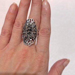 Costume silver rose ring